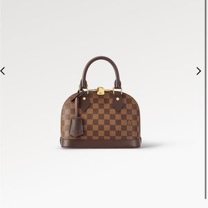 Louis Vuitton Alma canvas handbag in the print Damier Ebene.